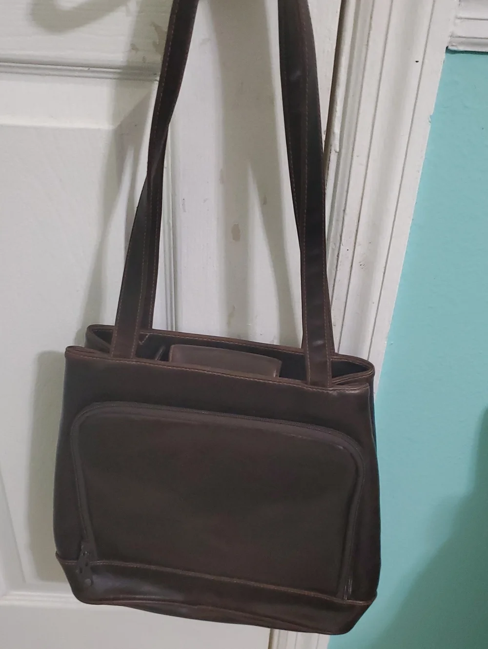 Rosetti Y2K Brown Faux Leather Multipocket Utility Double Handle Shoulder Bag